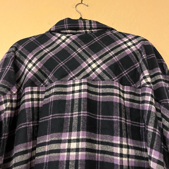 NWT Rue+ Purple/Navy/White Plaid Flannel Shirt - Picture 11 of 15